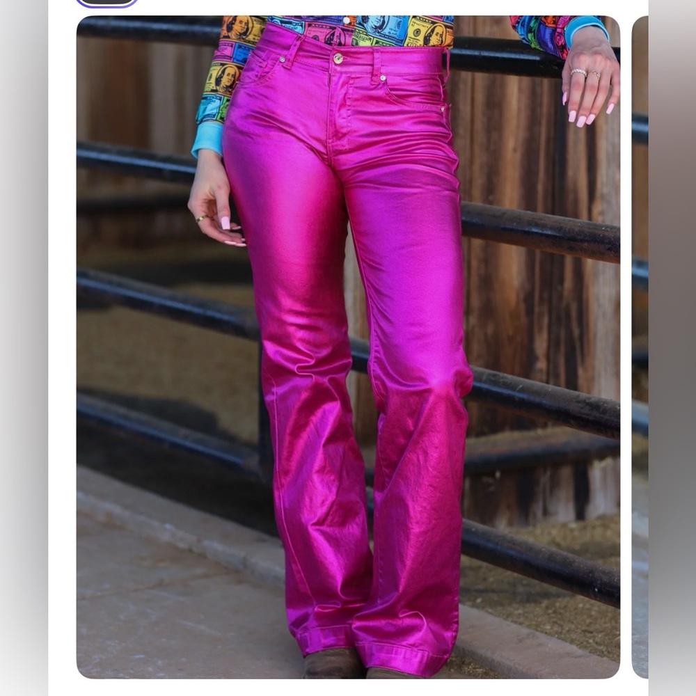 Rare Ranch Dress’n Pink Metallic Jeans Small New Signature Trousers Sold Out